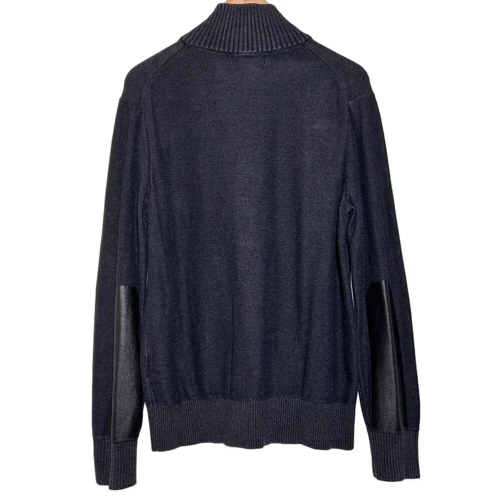 Banana Republic Sweater Jacket Long Sleeve Dual Front Zip Arm Panel Men's‎ Large